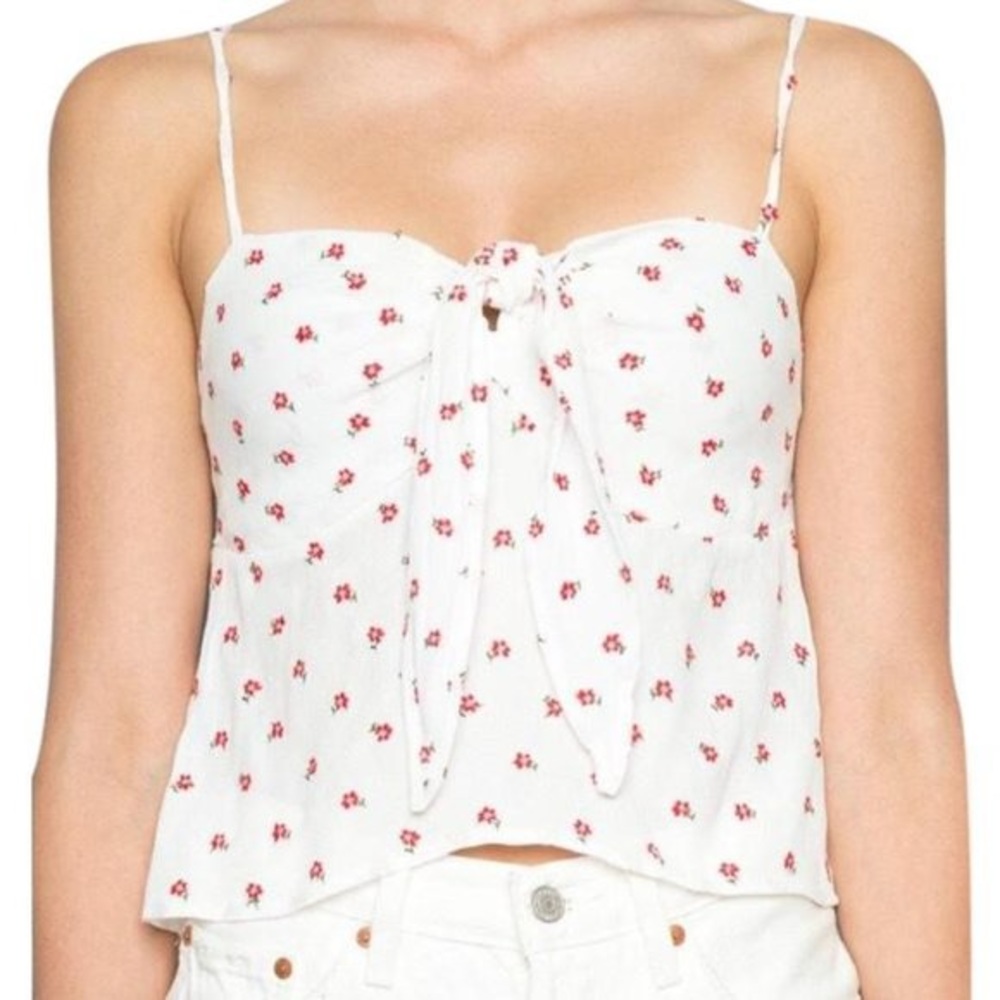 Brandy Melville Sasha Floral White Red Tank